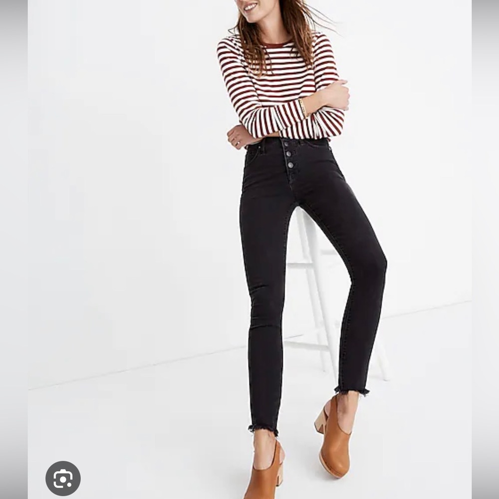 Madewell 10” High-Rise Skinny Jean in Berkeley Black- button through edition.